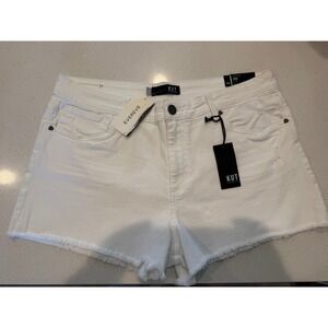 NWT KUT from the Kloth Womens White Denim‎ Cutoff Shorts Distressed Size 14